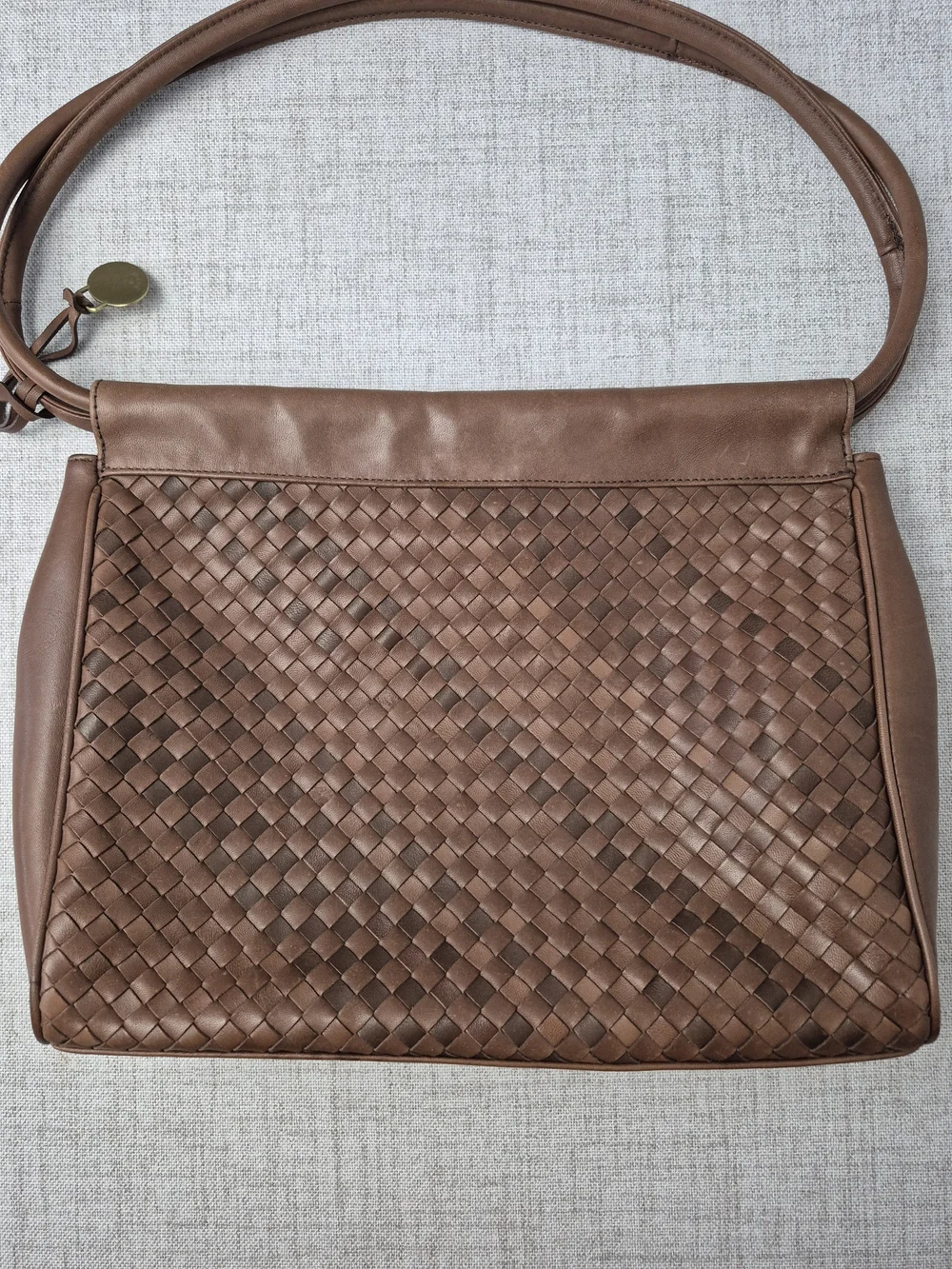 Vtg 90s Etienne Aigner Woven Leather Purse Cognac Brown Intrecciato